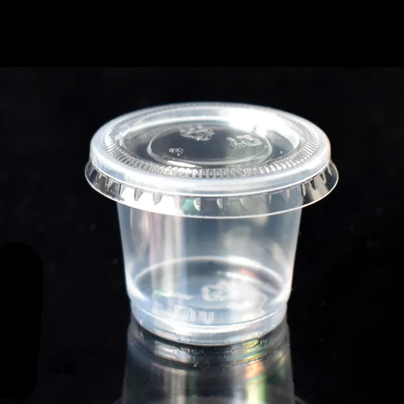 

500pcs high quality transparent disposable sauce cup 30ml small pudding ice cream jelly takeaway packaging cups with lid
