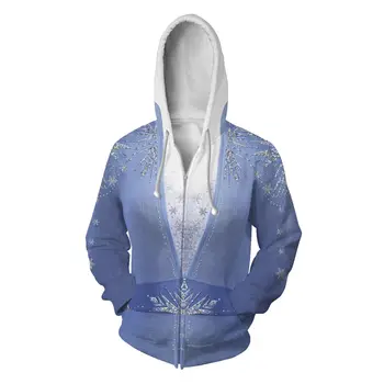 

New Anna elsa Princess Cosplay Costumes Anna elsa queen Me/Women Hoodies Jackets Cosplay 3D printed zip-up hoodies Sweatshirts