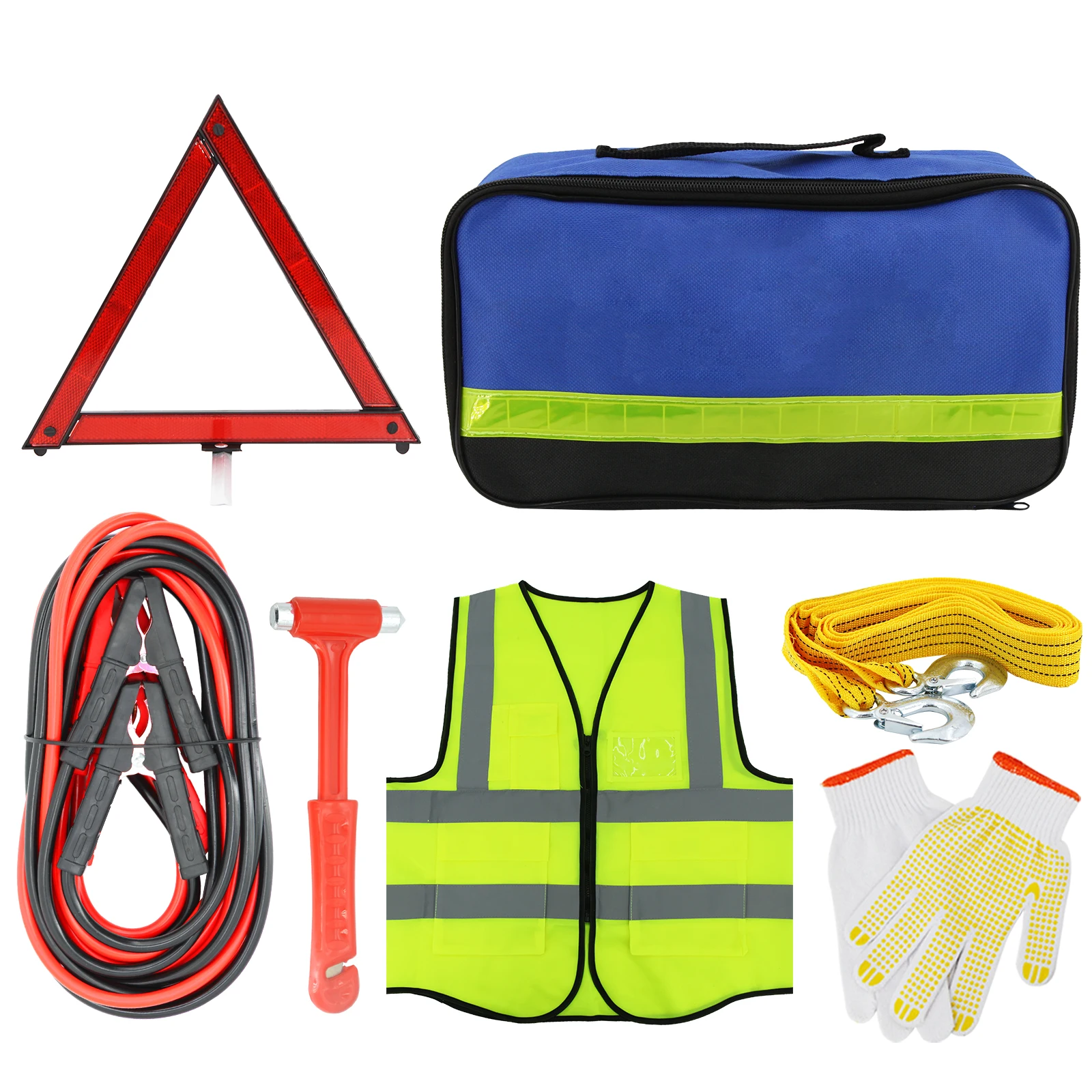 Kit d'urgence de voiture Ensemble de sacs de sécurité routière avec cables  de démarrage Outils