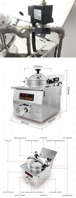 MDXZ22 Mini Electric Pressure Fryer Pot 15L/22L 110V/220V Tabletop  Stainless Steel Deep Chicken Frying Machine