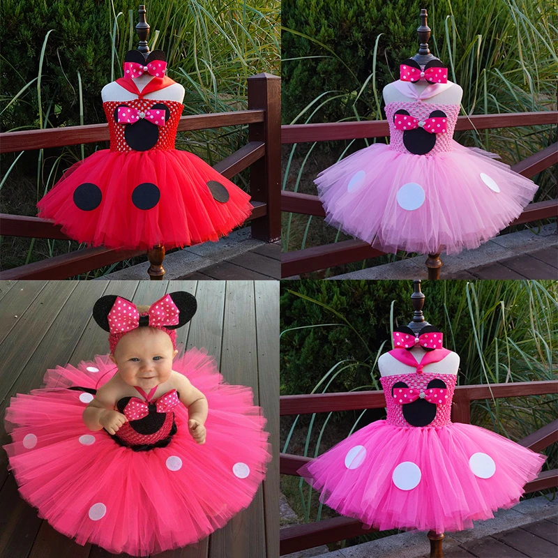 

Fashion Infant Tutu Dress Cartoon Lace Birthday Gift Costumes For Baby Girl Princess Toddlers Party Dress Photo Prop Cute Mickey