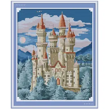

Castle scenery counted printed on the canvas 11CT 14CT DIY kits wholesale Chinese Cross Stitch embroidery needlework Sets