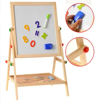 

Children/Kids Double-sided Magnetic Blackboard, Wooden Drawing Board Scaffolding Tablet Educational Toys