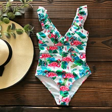 Сексуальный сдельный Купальник для женщин, купальник с цветочным рисунком, купальник с перекрестной открытой спиной, пляжная одежда, мягкий боди, монокини для женщин