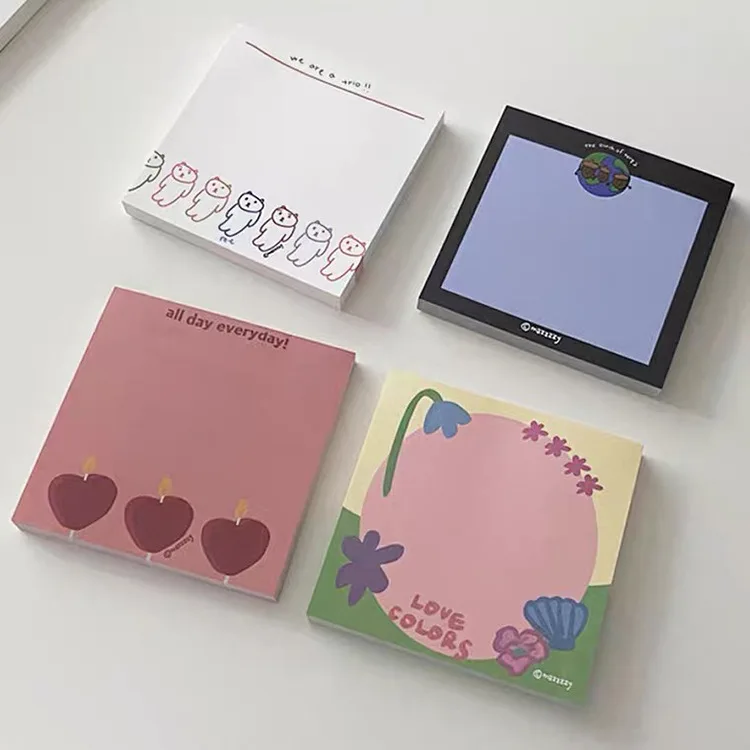 

Korean Ins Cute Colorful Memo Pad 50 Sheets Heart Candle Creative Small Book Kawaii Notebooks Writing Pads School Stationery