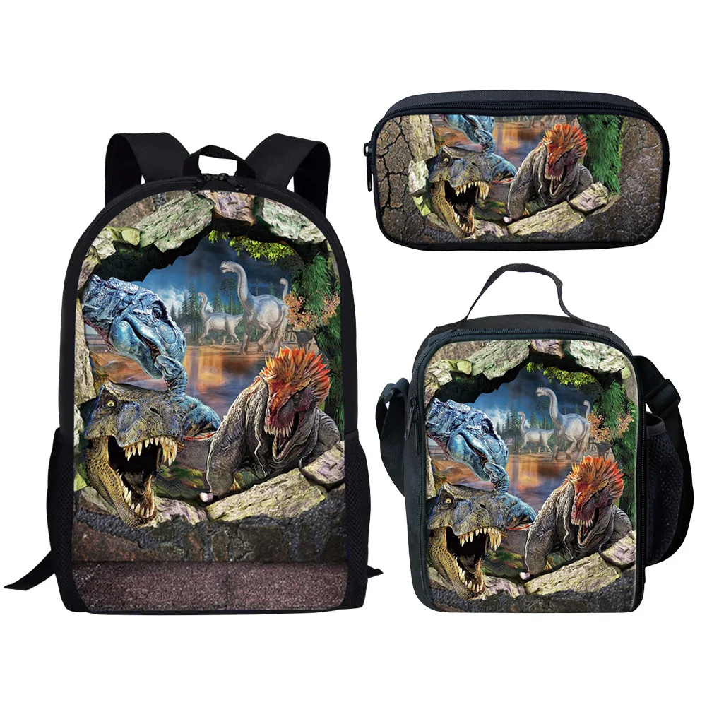 

Hot Selling School Bag Combination Combo Unicorn Dinosaur Figure Cartoon Backpack Lunch Bag Pencil Case
