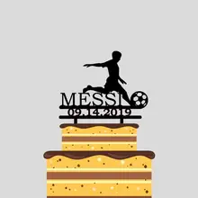 Пользовательские имя Дата мальчик играть в футбол акриловый торт Топпер для футбольных фанатов День Рождения украшения торта YC041