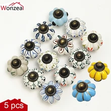 

5PCS Hand Painted Ceramic Cabinet Knobs Drawer Cupboard Door Handles Wardrobe Children Room Pull Furniture Handle
