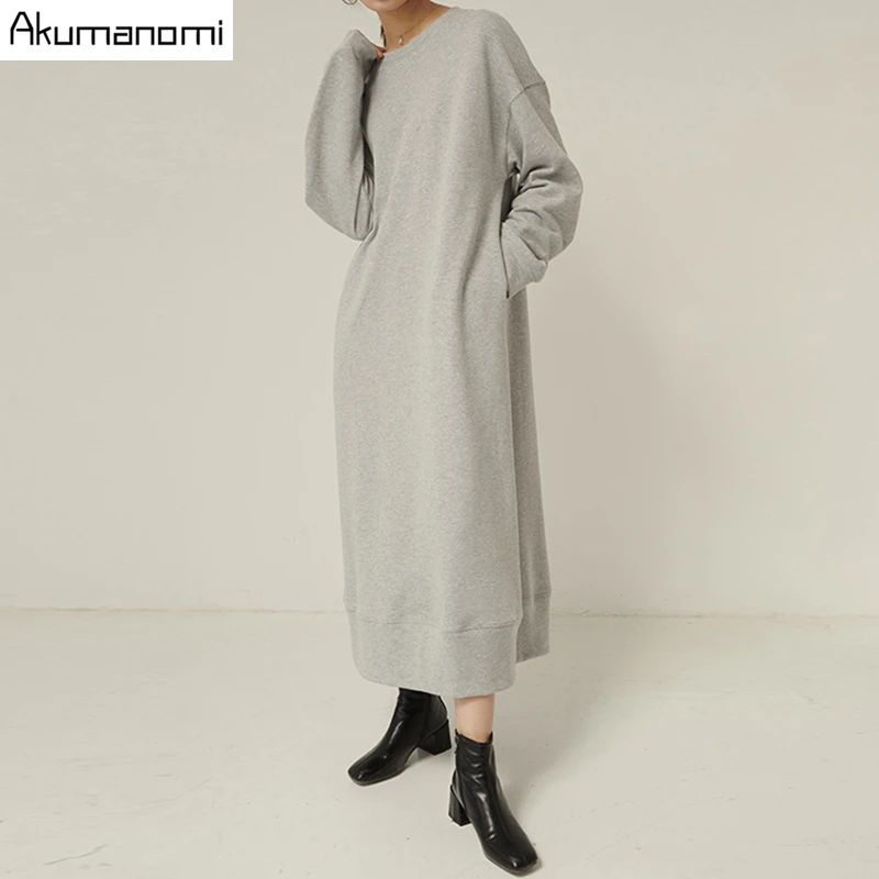 Осенне весеннее платье макси для женщин 2020 xxxl 4xl 5xl 6xl 7xl серое повседневное