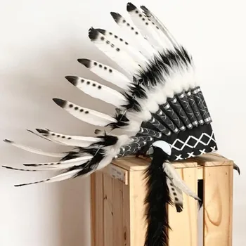 

Indian Feather Headdress American Native Indian Feather Headpiece Feather Headband Headwear Party Decoration Photo Props cosplay