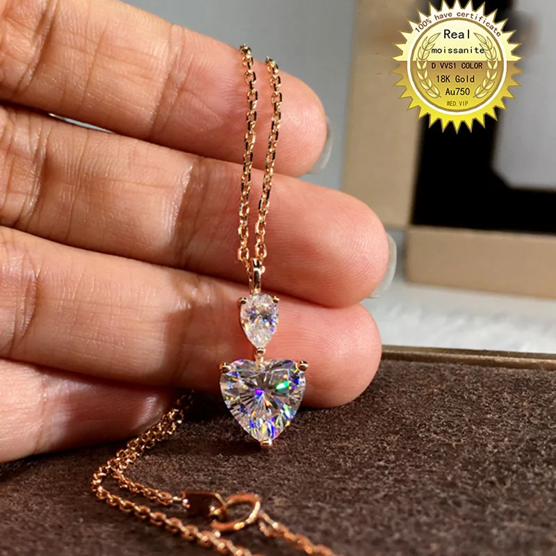 

Твердые Au750 18K золото Цепочки и ожерелья Муассанит 1.2ct алмаз DVVS цвет с национальными сертификат 009