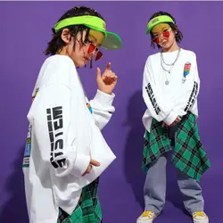 Детская одежда в стиле хип-хоп Повседневная Толстовка Топ, джинсы, штаны для девочек и мальчиков, джаз, танцевальный бальный костюм Одежда