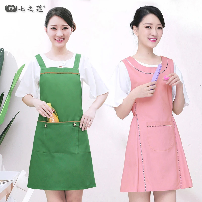 

Home supermarket maternal and child shop vest-style apron custom logo Korean fashion beauty salon manicurist overalls women