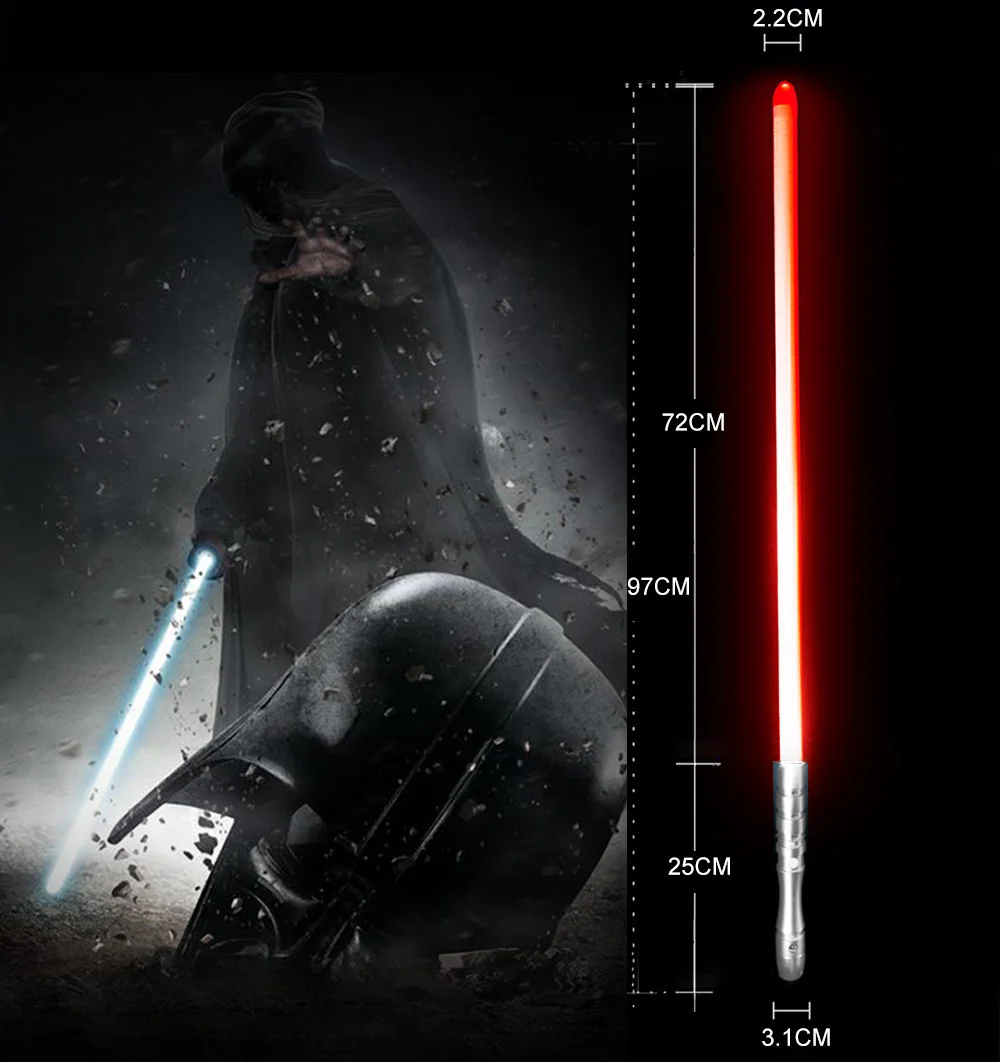 Светильник saber со звуковым сигналом, светильник Jedi Sith Luke, подвесной светильник Saber Force, изменяющий цвет, с металлической ручкой - Цвет: silver HD Red
