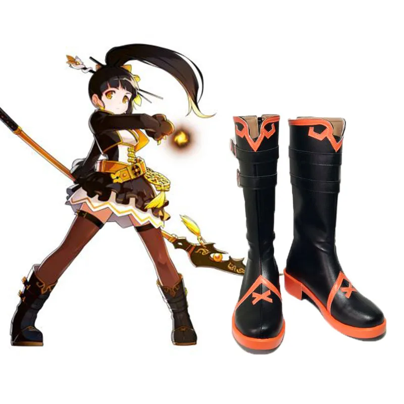 

ELSWORD Elesis Brimson Avenger Cosplay Ladies fashion leisure cartoon PU leather shoes Boots Shoes Women High Heel Shoes