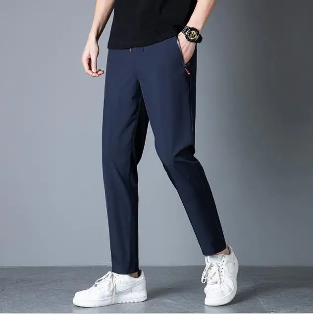Black Lightweight Casual Trousers Men's 