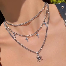 

Ins Cool Earth Disco Concave Modeling Accessories Cool Dark Punk Spider Pendant Necklace Men and Women 2022 Gifts