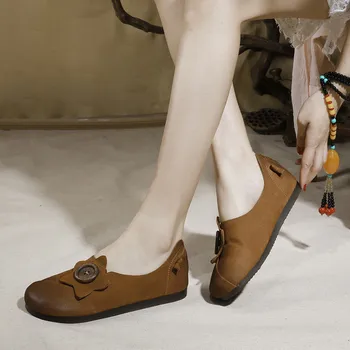 

Genuine Leather Women's Loafers Slip On Shallow Mouth Casual Ladies Shoes Flats 2020 Spring Summer New Women Flat Shoes Handmade