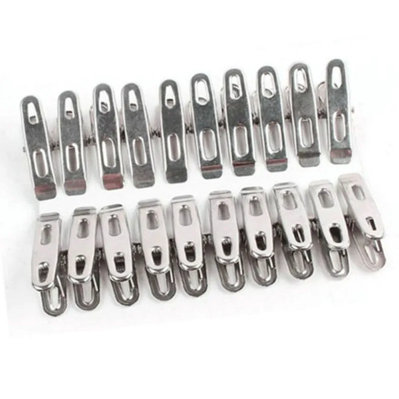 

20pcs Stainless Steel Clothes socks Pegs Clip Hang Pins Laundry Clamps Windproof
