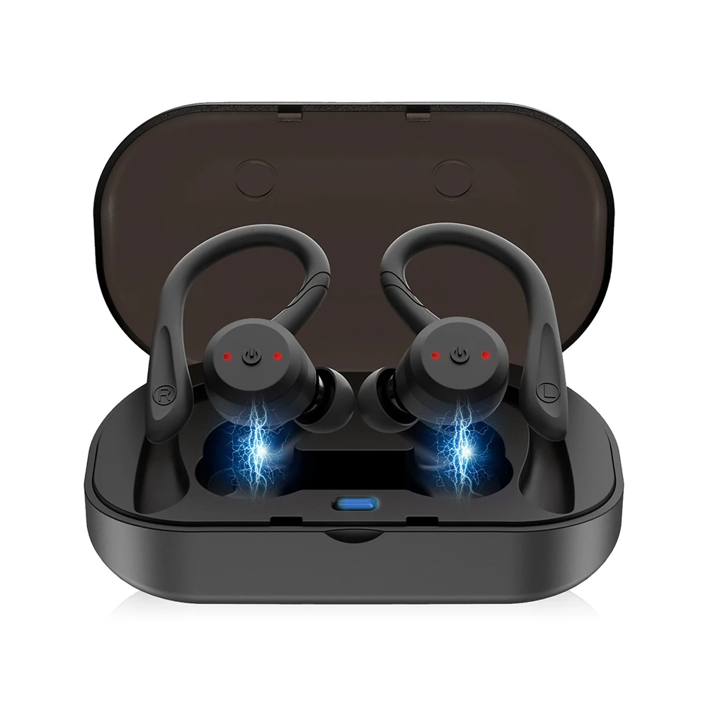 Черный Mini True wireless BT 5,0 наушники спортивные Близнецы наушники-вкладыши Hifi наушники гарнитуры с зарядным док-зарядным устройством - Цвет: Черный