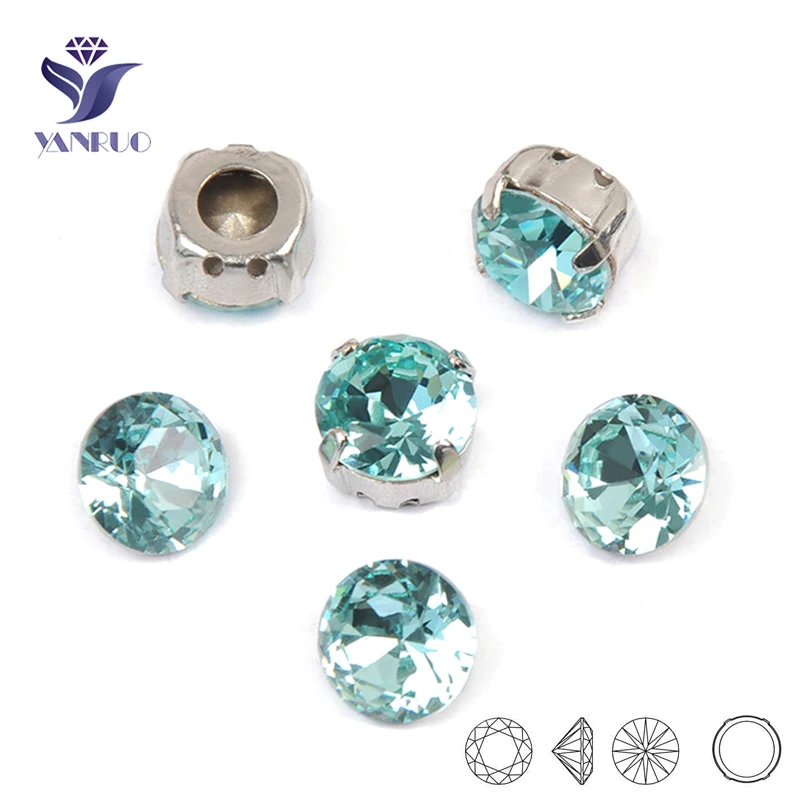 

1357 Brilliant Cut Aquamarine Rhinestoens Diamonds For Crafts Decorative Crystals Sewing Stones With Claws Setting Sparkly Stone