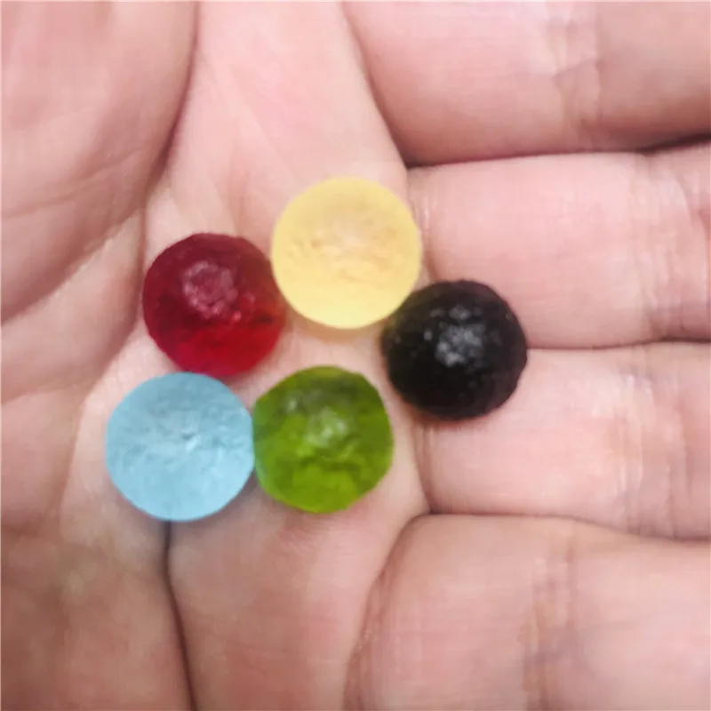 

5Pcs colored natural grindstones the Czech meteorite hit the glass beads rough stone crystal energy stone