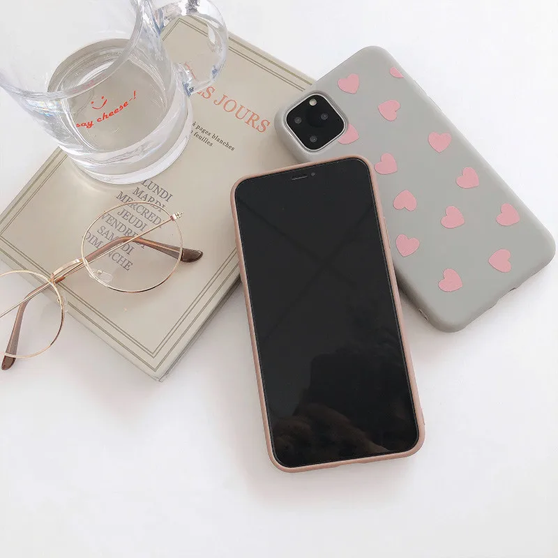 Винтажный чехол для телефона с сердечком девочки Iphone 11 11pro max X Xs Xsmax Xr Мягкий