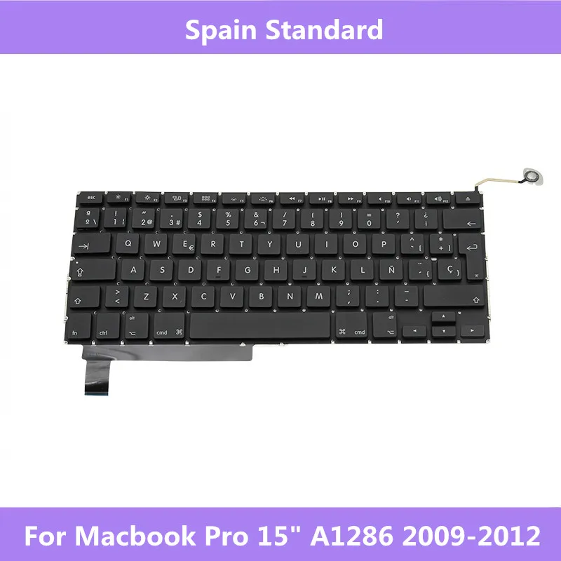Макет запчасти клавиатуры для Macbook Pro 1" A1286 2009 2010 2011 2012 испания Стандартная замена клавиатуры для Macbook A1286 2009-2012