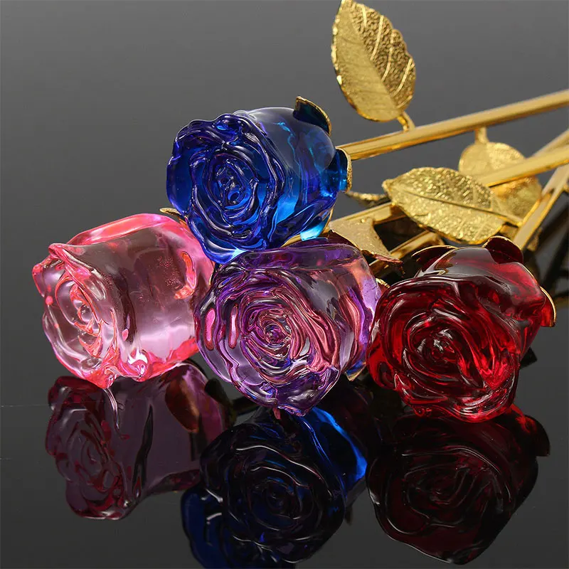 

Crystal Rose Dipped Artificial Flower Real Long Stem with Gift Box for Mother Valentine's Day Love Gifts