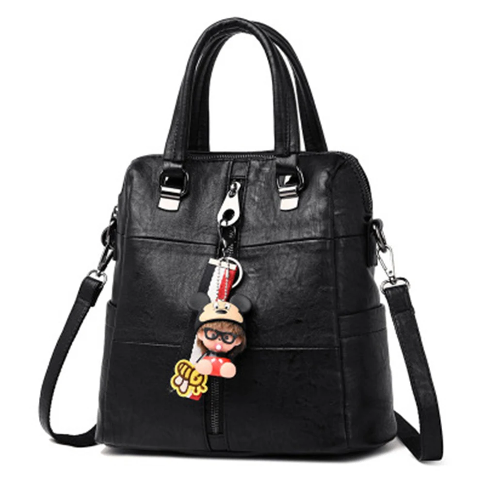 

3-in-1 Women Leather Backpacks Vintage Female Shoulder Bag Sac a Dos Travel Ladies Bagpack Mochilas School Bags For Girls Preppy
