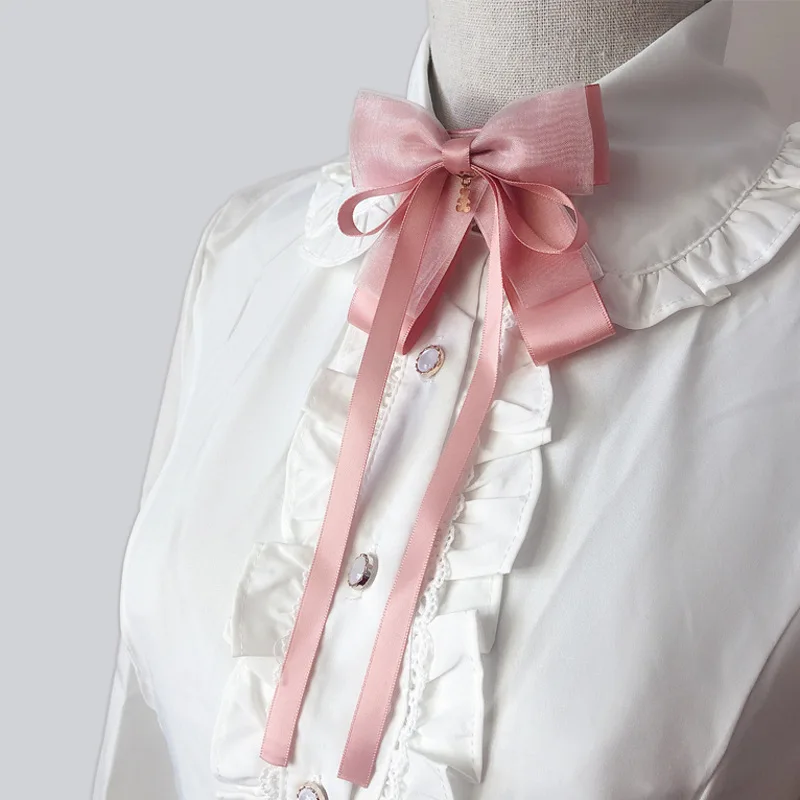 KoreanSweetLongRibbonBowtieBroochBowTieRibbonTiesNecktie