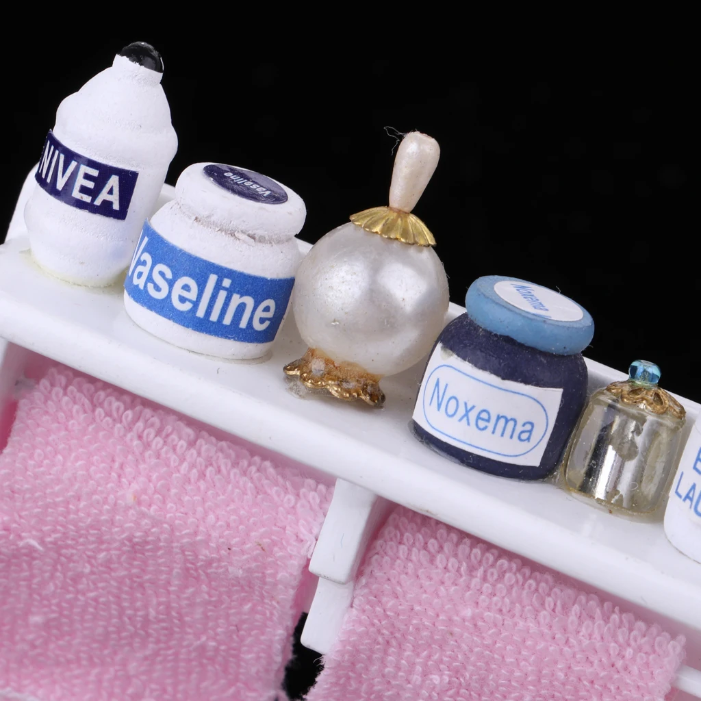 1:12 Dollhouse Bathroom Miniature Wall Storage Bathroom Shelf Kit Wooden