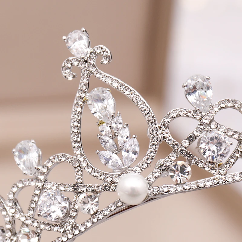 AiliBride жемчуг циркон принцесса свадебная корона свадебная тиара женские украшения для волос тиары и короны свадебная диадема аксессуары для волос
