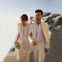 Пляжные льняные мужские свадебные костюмы жениха одежда на заказ жениха Slim Fit повседневные смокинги лучший мужской блейзер