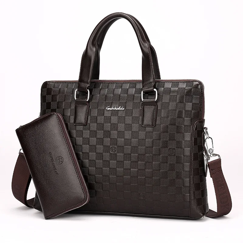 

New Style Embossed Body Men's Bag Business Document Computer Horizontal And Vertical Two-Crossbody Bag Different Size Bags