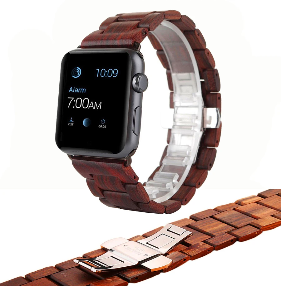 Ремешок из черного дерева для Apple Watch 4 44 40 мм iwatch 5 3/2/1 42 38 деревянный браслет с