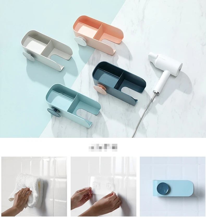 Creative Hair Dryer Rack Free Punching Bathroom Toilet Rack Wall Hanging Hair Dryer Rack Bathroom Multifunctional Storage Rack