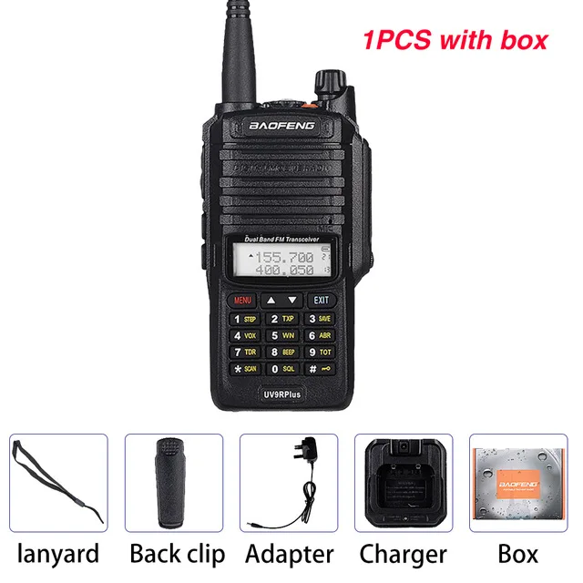 1pcs with box 10 Вт Baofeng UV-9R Plus портативная рация Водонепроницаемый 9rhp Двухдиапазонный портативный CB Ham Радио UV9R плюс FM трансивер двухстороннее радио - Цвет: 1pcs with box