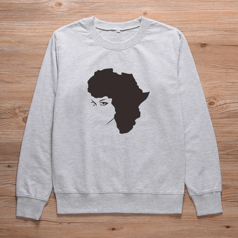 ONSEME Afro Lady Graphic Sweatshirts Unisex Africa Map Print Hoodies Women Streetwear Melanin Crewn