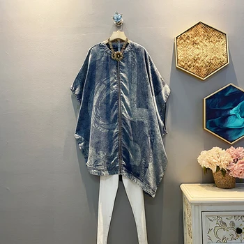 

[EWQ] 2020 Spring Summer New Pattern Stand Collar Loose Sleeveless Zippers Women Fashion Casual Femals Dress Large Size AW43402