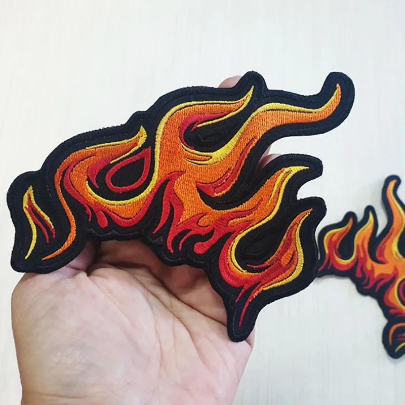 Biker flame embroidered patches 2PCs 5.9" clothing sticker punk applique DIY motorcyle clothing jacket patches embroidered patches,clothing patches