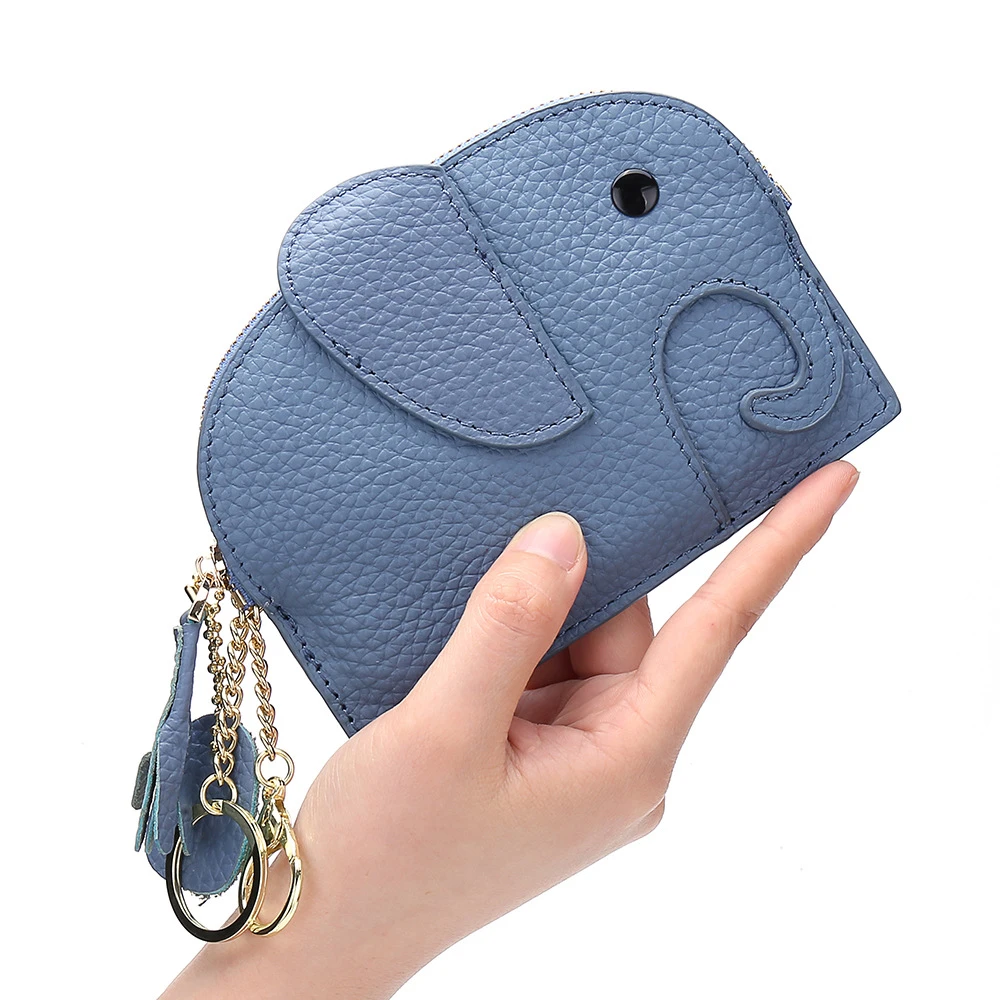 Mini Cartera de elefante para mujer, monedero de piel de vaca suave, tarjetero, Bolso pequeño de genuino|Monederos| AliExpress