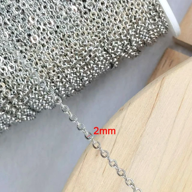 2meter Stainless Steel Necklace Chain for Diy Jewelry Making Rolo Cable Link Bulk Chains Handmade Neckalce Bracelet Accessories 2mm