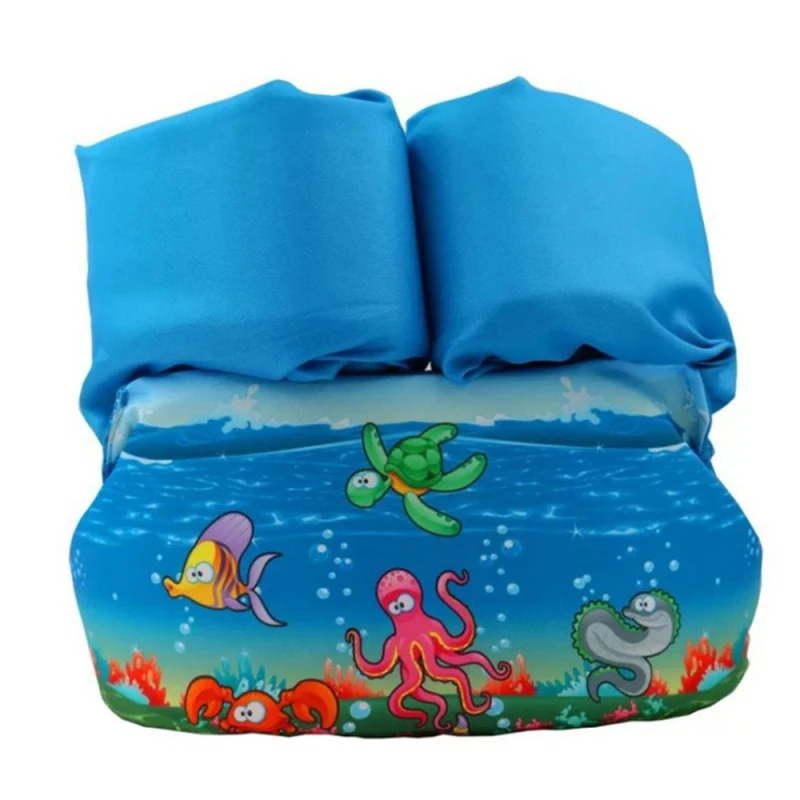 Лето, детский спасательный жилет с рукавами-поплавок, спасательный жилет из пены, спасательный жилет, купальный костюм, нарукавники для плавания, тренировочные плавающие нарукавники - Цвет: Blue octopus