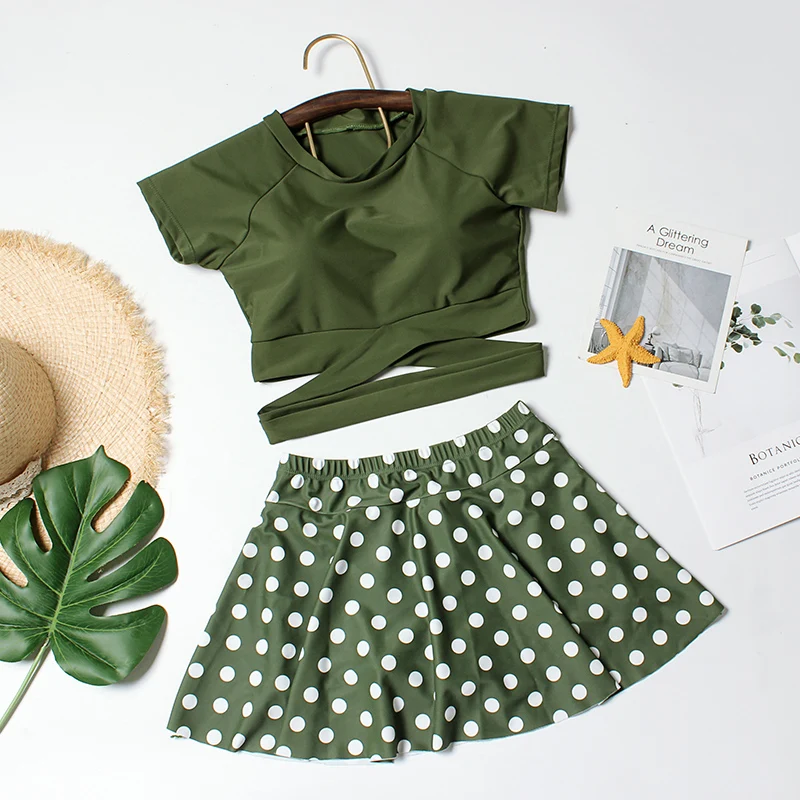 Женский раздельный купальник танкини пляжный пуш ап с юбкой корейский стиль 2019| |