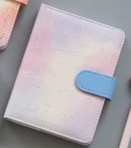 New PU leather hardcover foil 12 constellation pattern school student composition copy notebook stationery supplies A6 - Цвет: C