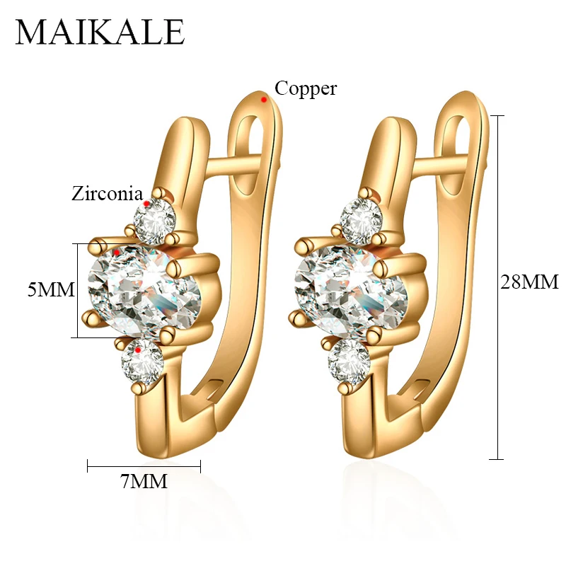 MAIKALE, модные овальные серьги-гвоздики для женщин, медь, кубический цирконий, золотые серьги, простые серьги, изысканное ювелирное изделие, для свадьбы, вечеринки
