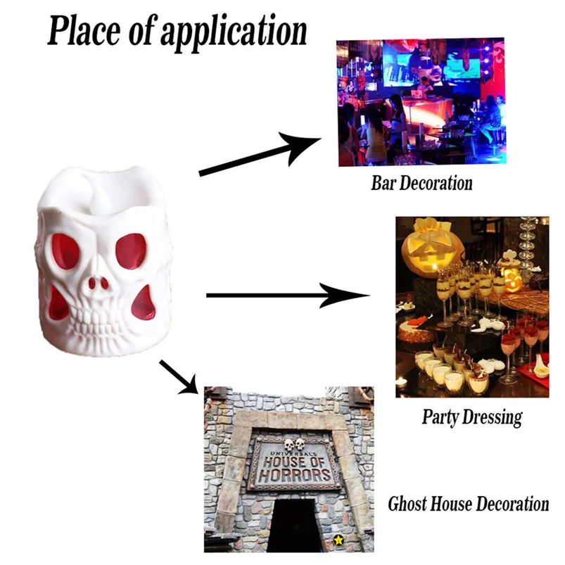 4Pcs Halloween Light Decoration Skull Candle Lamp Colorful Night Light Garland Led Light Luces Led Decoracion 35SEP1011