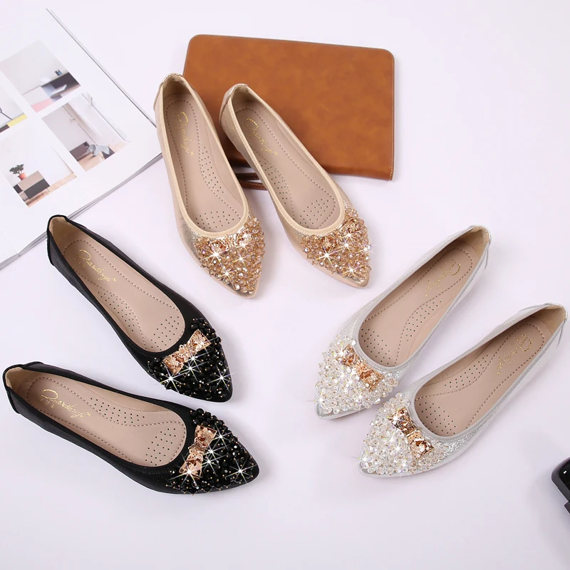 

European style women wild net red pointed single shoes flat peas shoes female summer large size 41-43 women's shoes 2019 new
