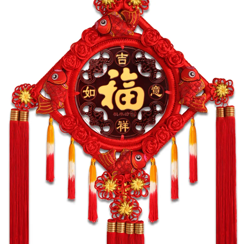 

Chinese knots and hangers peach wood fu ornaments home wall decoration chinese new year decoration fiesta room decor